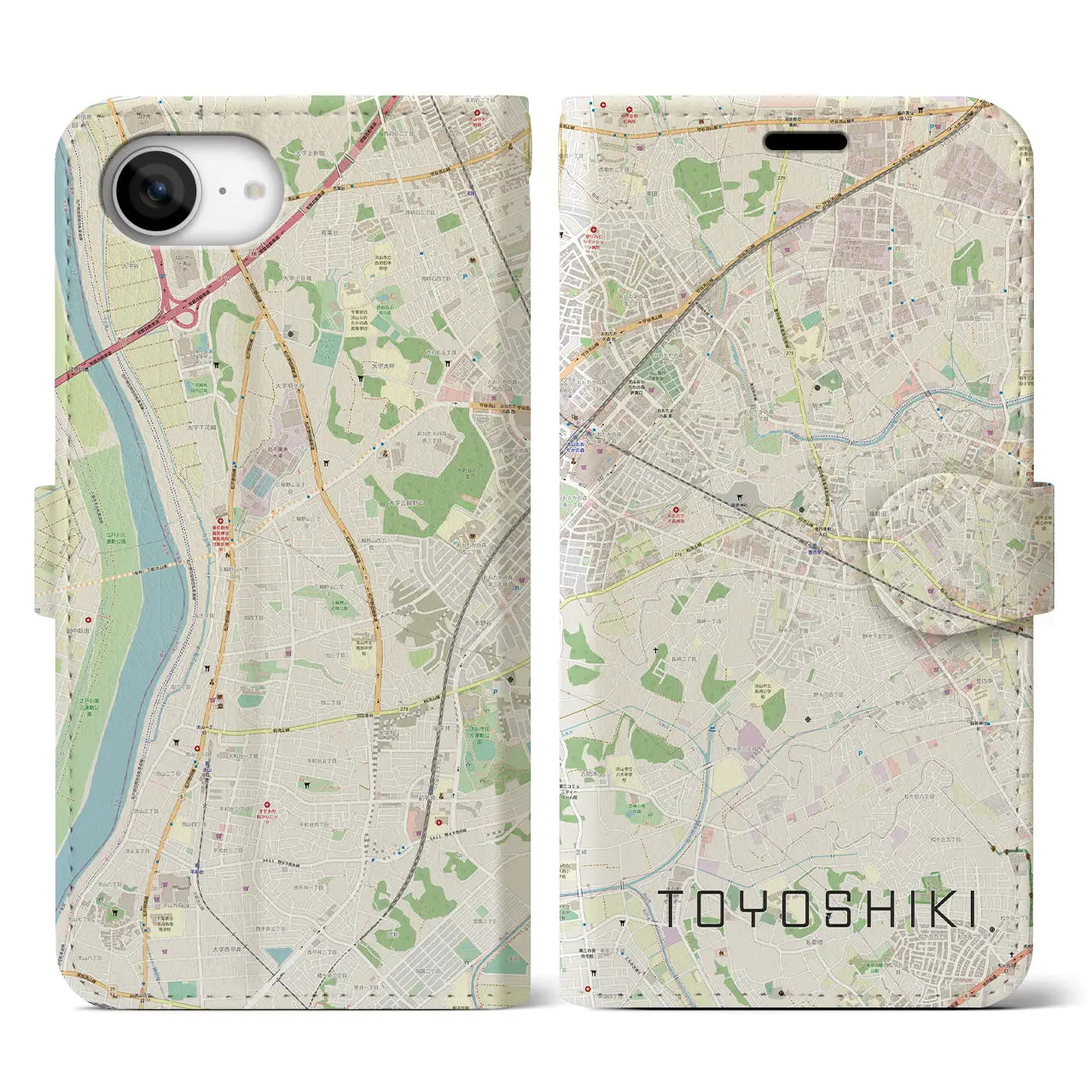 【豊四季(千葉県)】地図柄iPhoneケース(手帳タイプ)