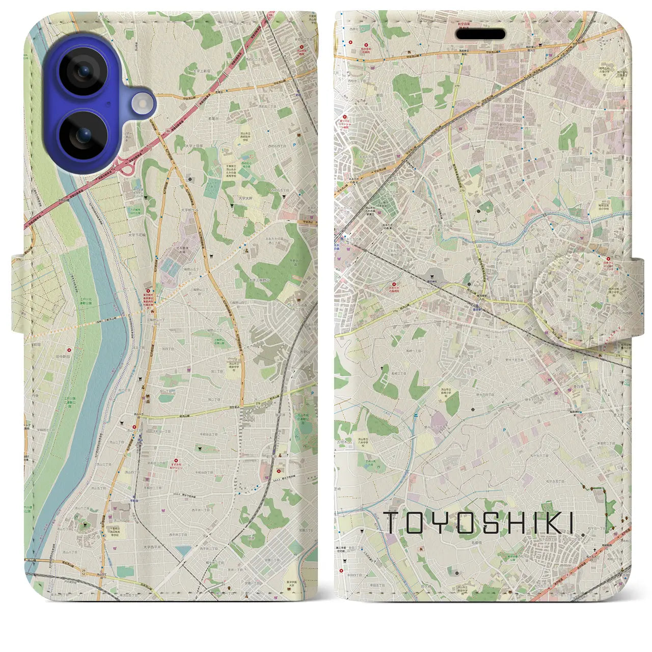 【豊四季(千葉県)】地図柄iPhoneケース(手帳タイプ)ナチュラル・iPhone 16 Pro Max 用