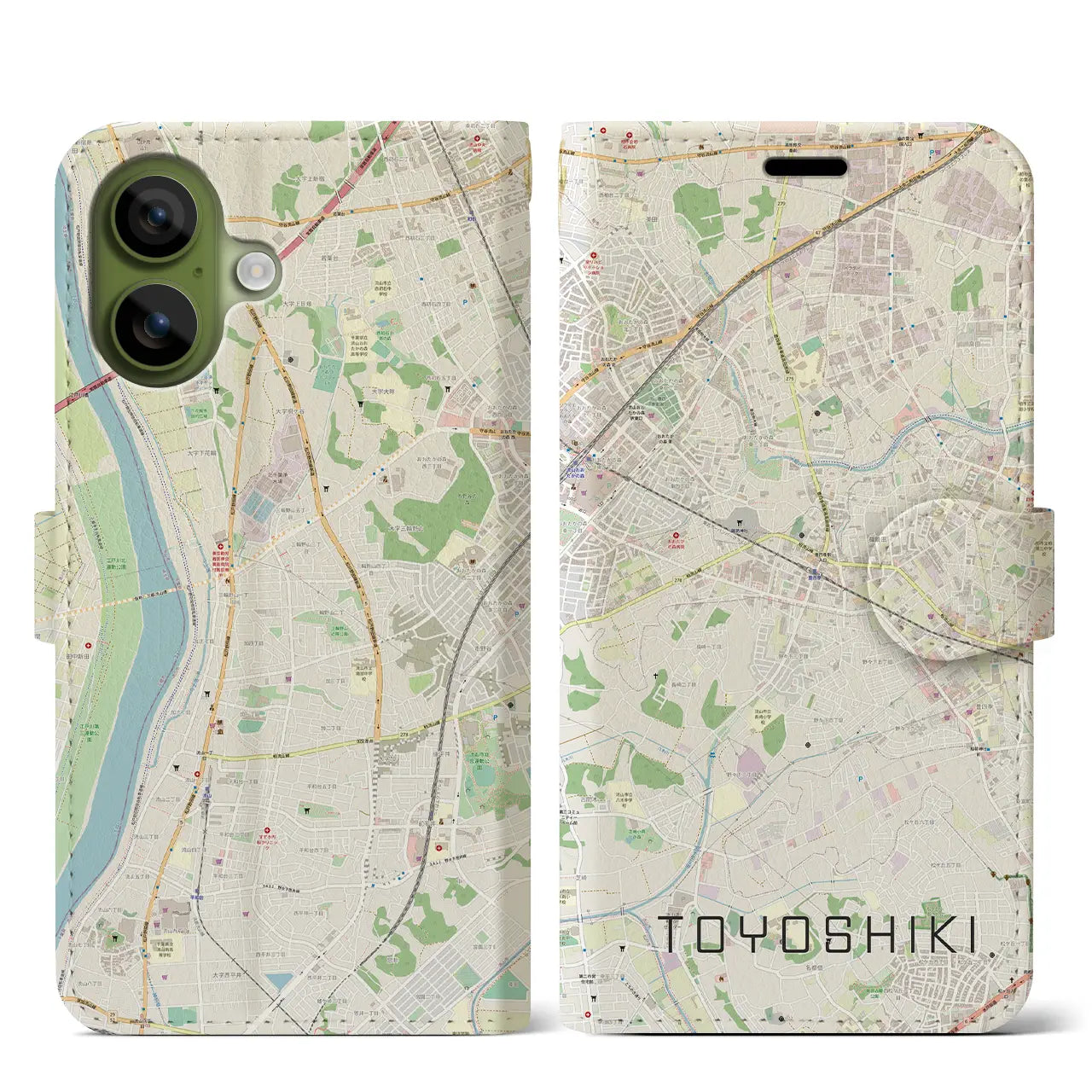 【豊四季(千葉県)】地図柄iPhoneケース(手帳タイプ)