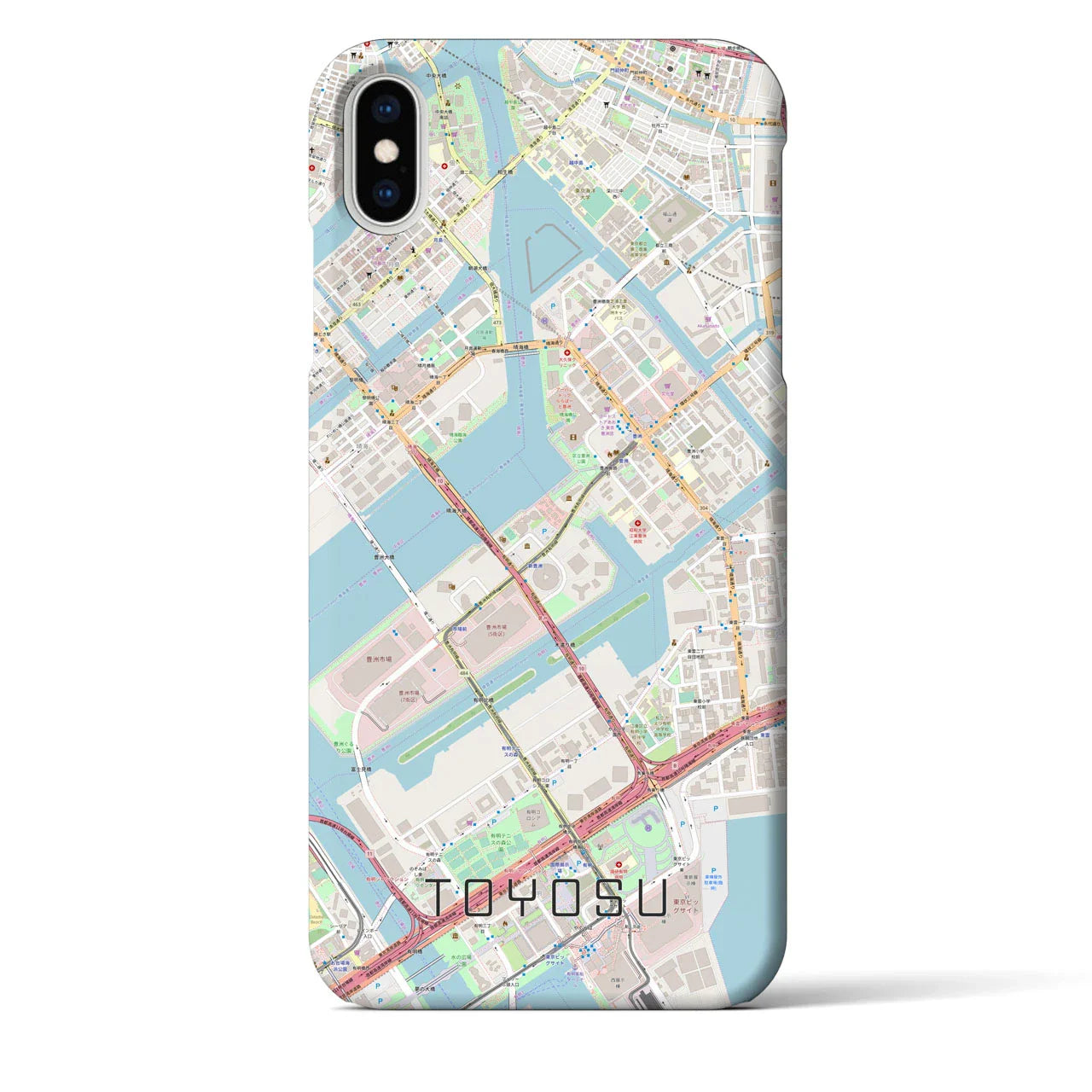 【豊洲(東京都)】地図柄iPhoneケース(バックカバータイプ)