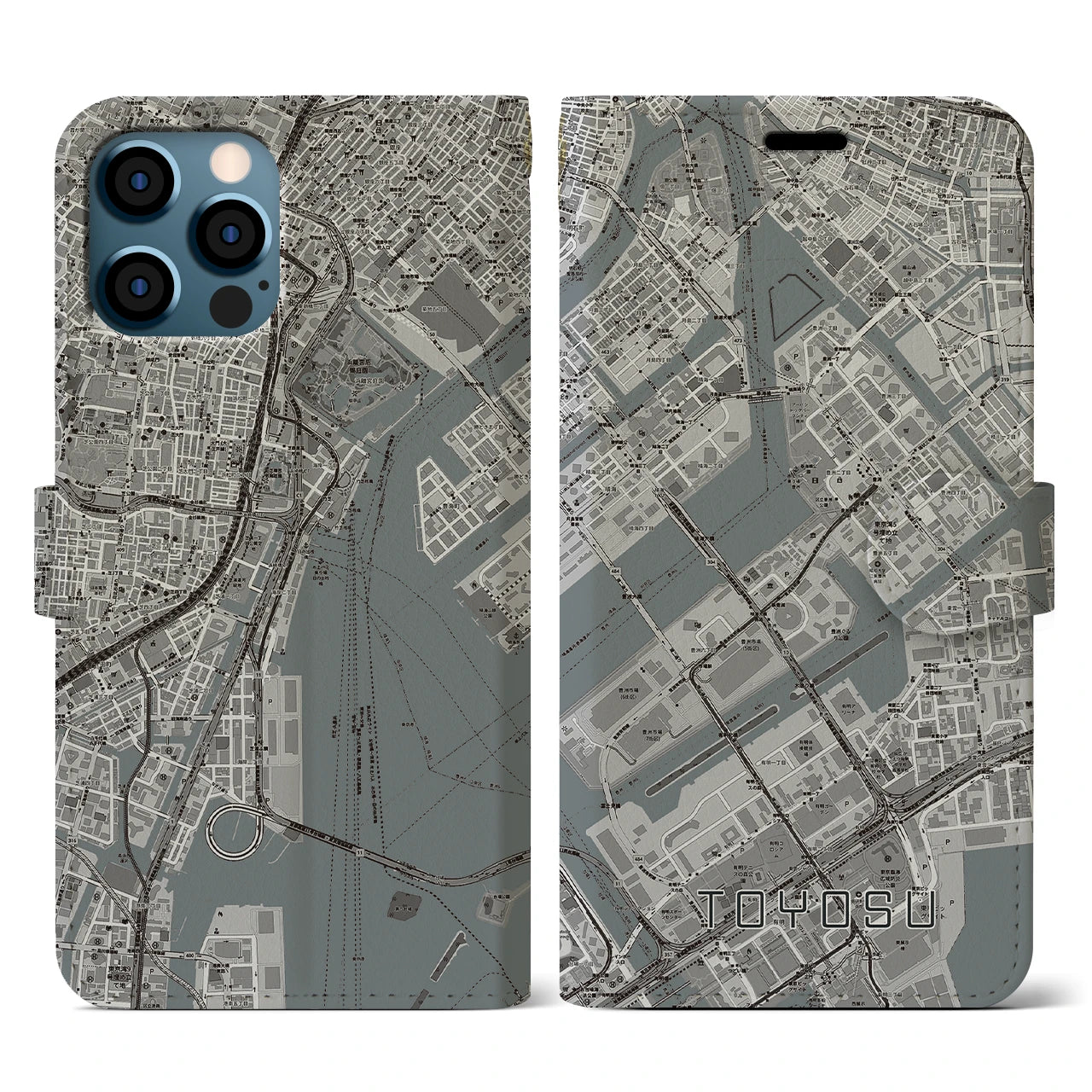 【豊洲(東京都)】地図柄iPhoneケース(手帳タイプ)