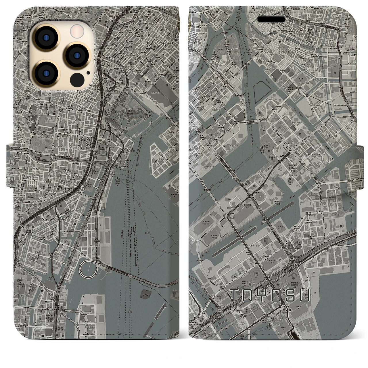 【豊洲(東京都)】地図柄iPhoneケース(手帳タイプ)