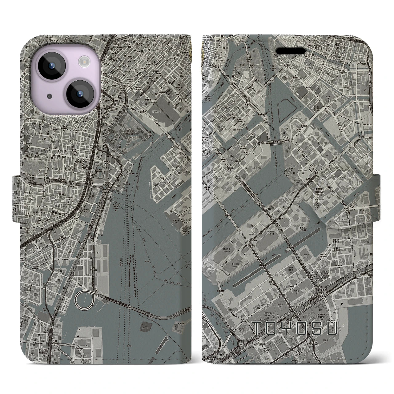 【豊洲(東京都)】地図柄iPhoneケース(手帳タイプ)