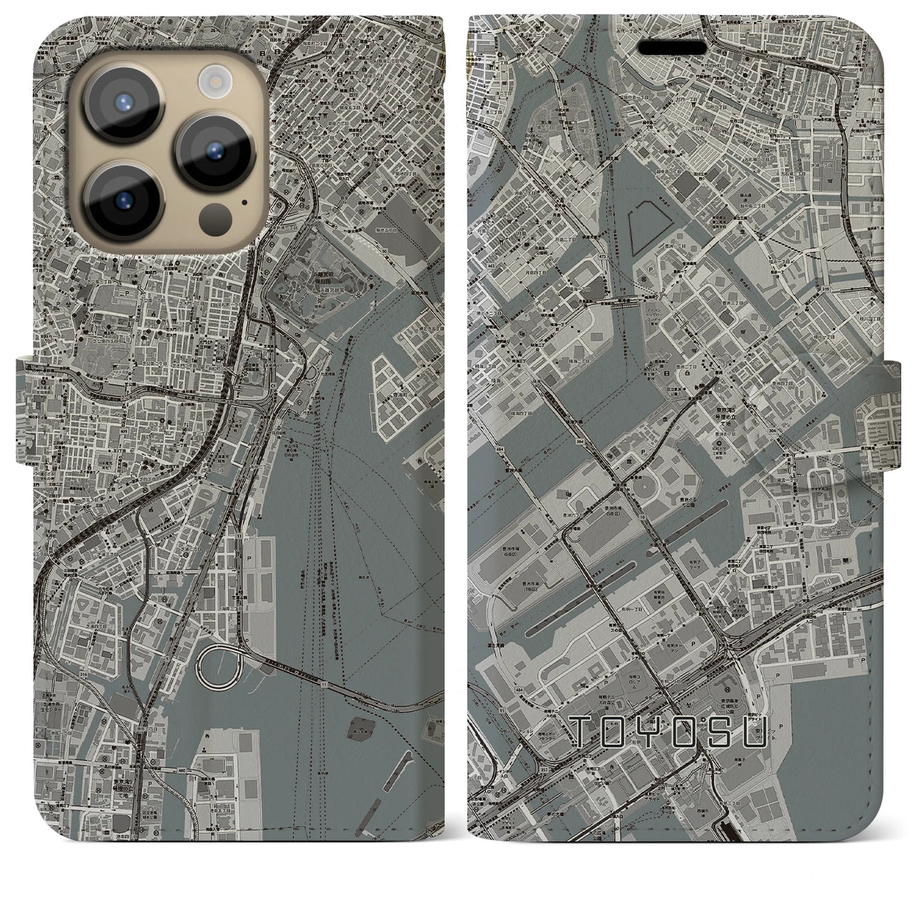 【豊洲(東京都)】地図柄iPhoneケース(手帳タイプ)