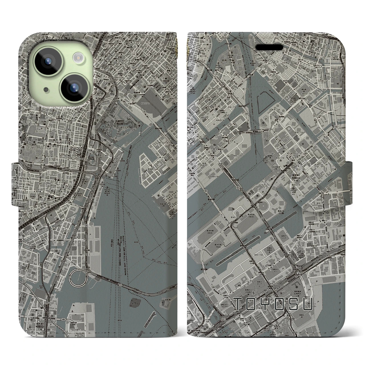 【豊洲(東京都)】地図柄iPhoneケース(手帳タイプ)