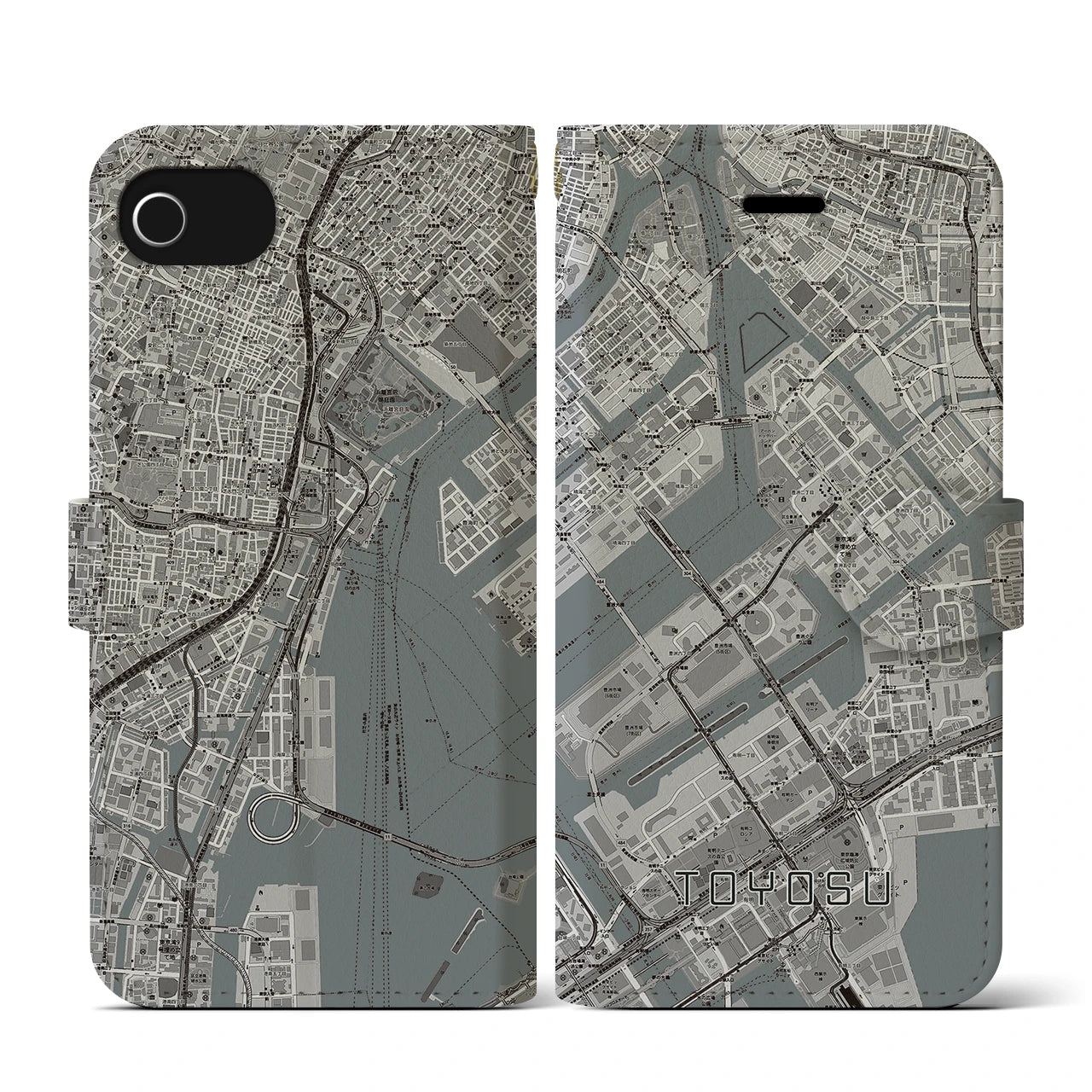 【豊洲(東京都)】地図柄iPhoneケース(手帳タイプ)