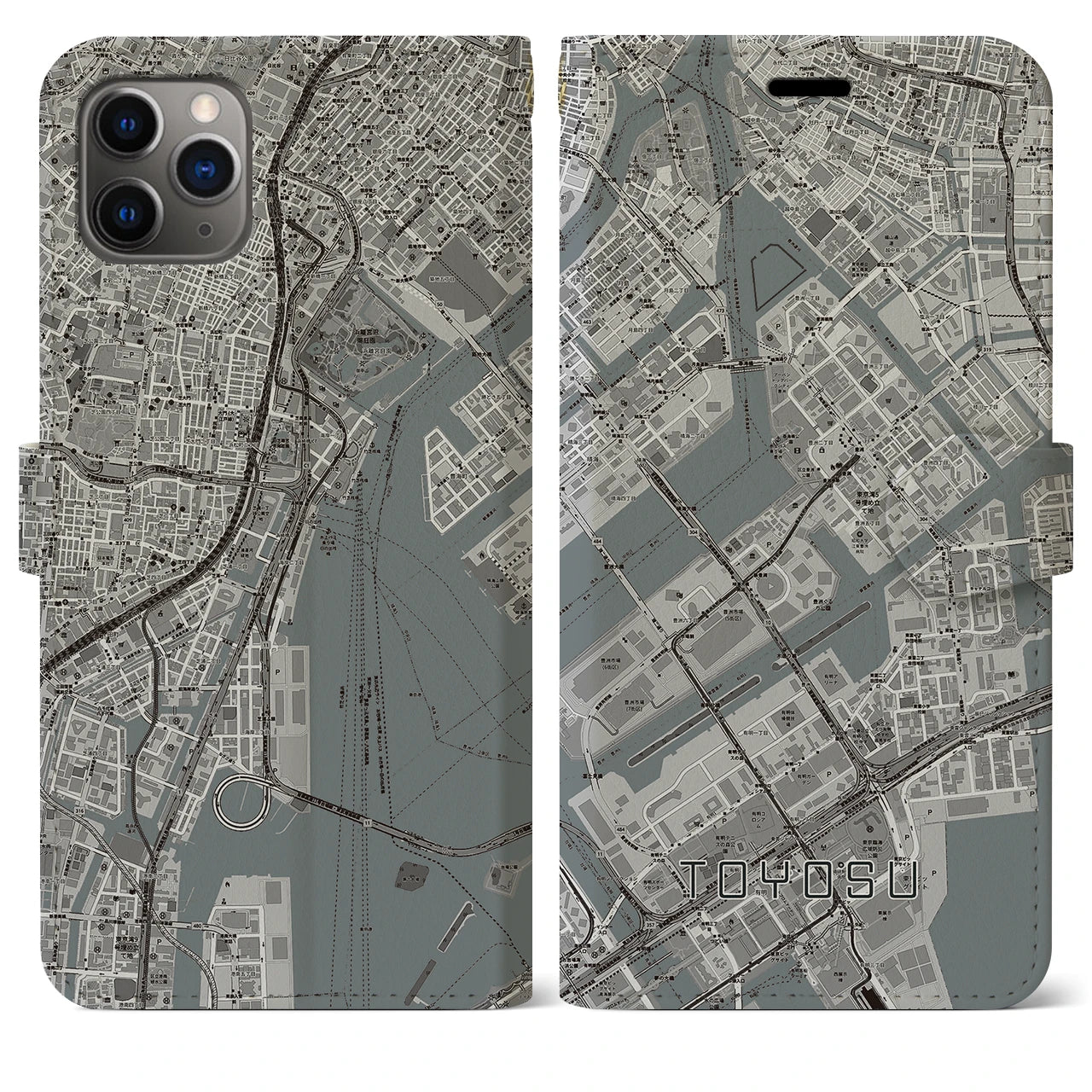 【豊洲(東京都)】地図柄iPhoneケース(手帳タイプ)