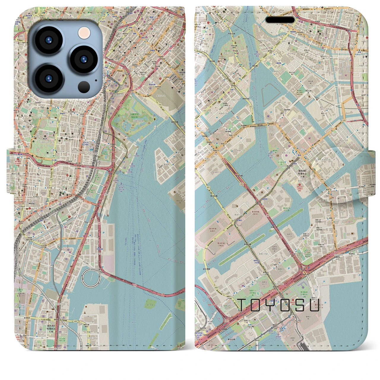 【豊洲(東京都)】地図柄iPhoneケース(手帳タイプ)