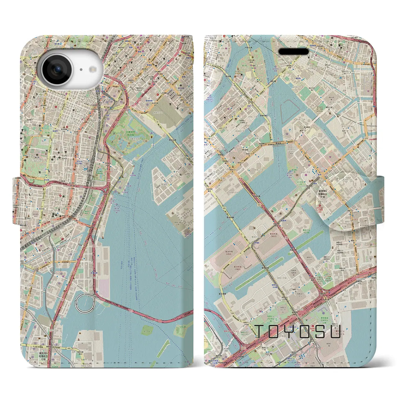 【豊洲(東京都)】地図柄iPhoneケース(手帳タイプ)