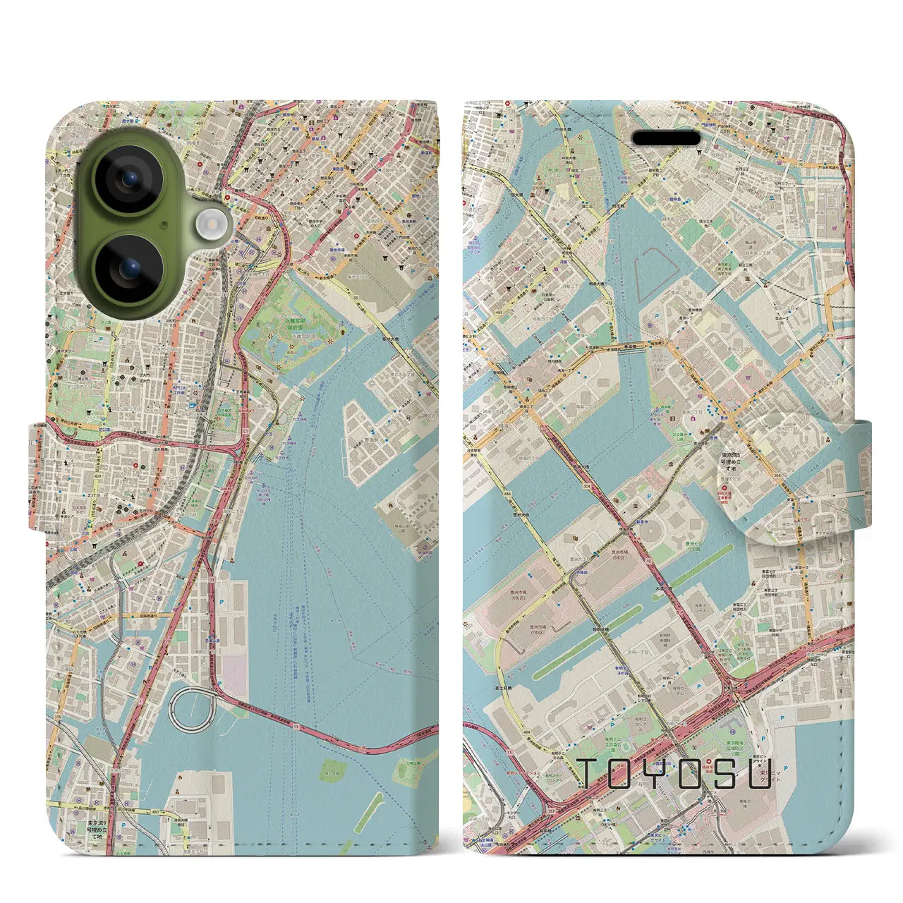 【豊洲(東京都)】地図柄iPhoneケース(手帳タイプ)