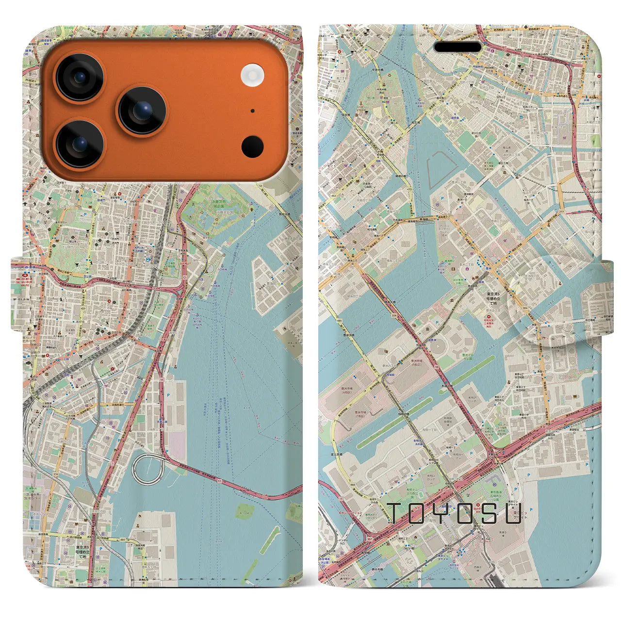 【豊洲(東京都)】地図柄iPhoneケース(手帳タイプ)