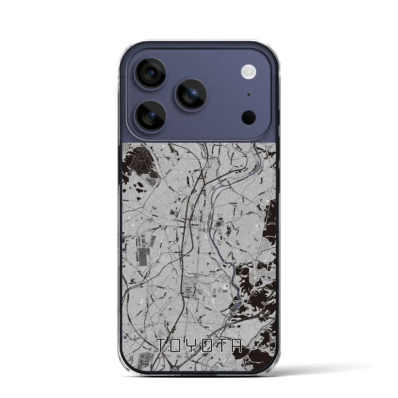 【豊田(愛知県)】地図柄iPhoneケース(クリアタイプ)モノトーン・iPhone 17 Pro Max 用