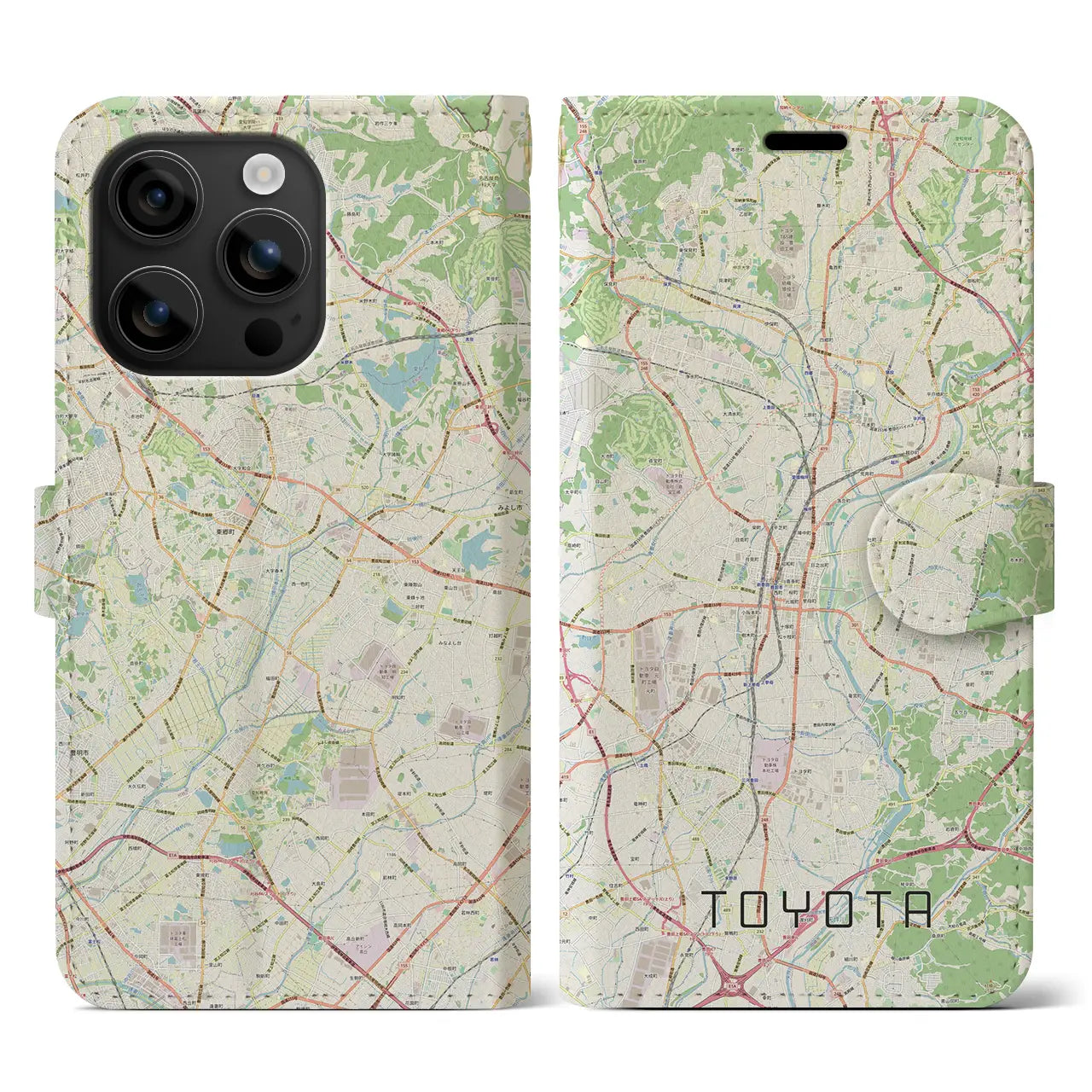 【豊田(愛知県)】地図柄iPhoneケース(手帳タイプ)ナチュラル・iPhone 16 用