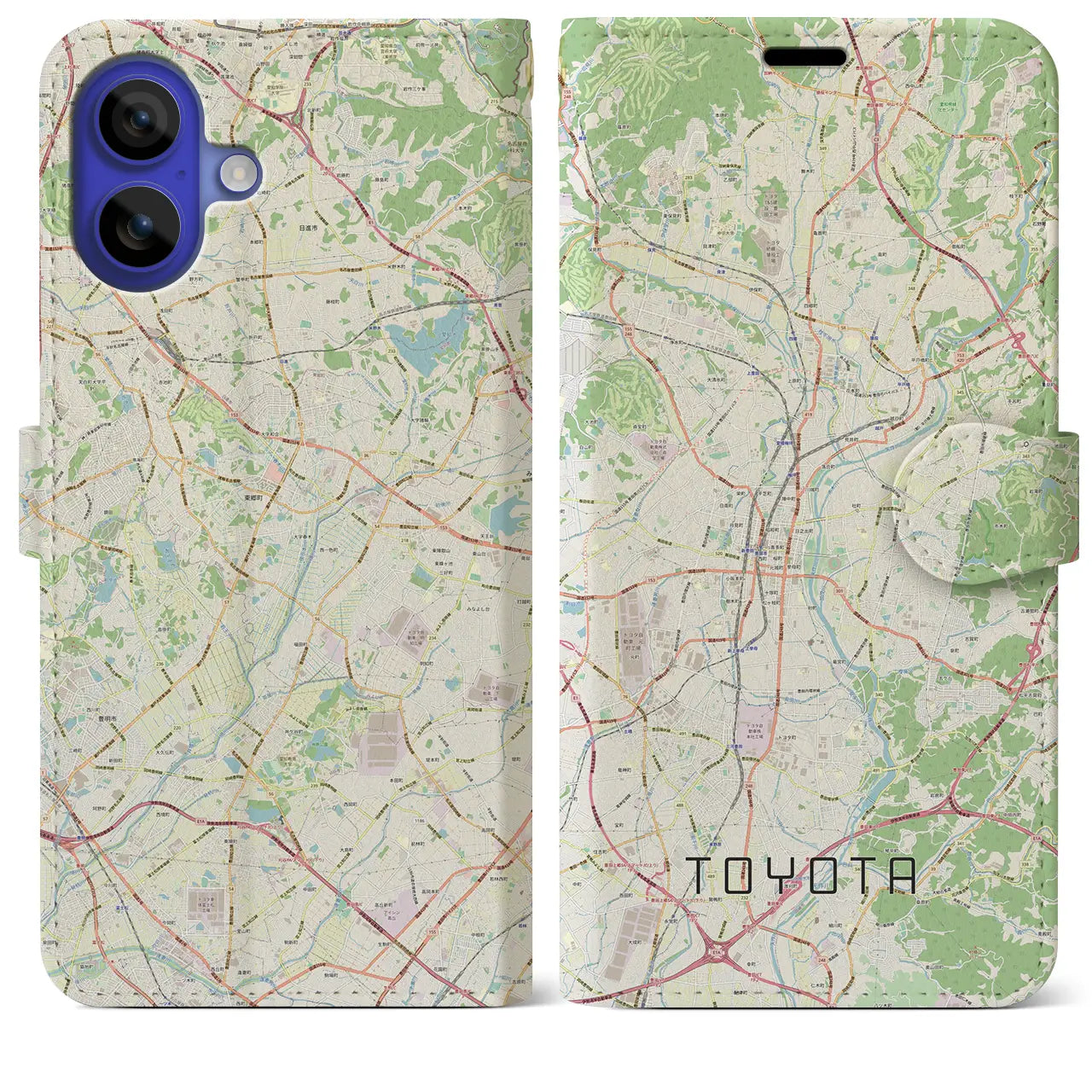 【豊田(愛知県)】地図柄iPhoneケース(手帳タイプ)ナチュラル・iPhone 16 Pro Max 用