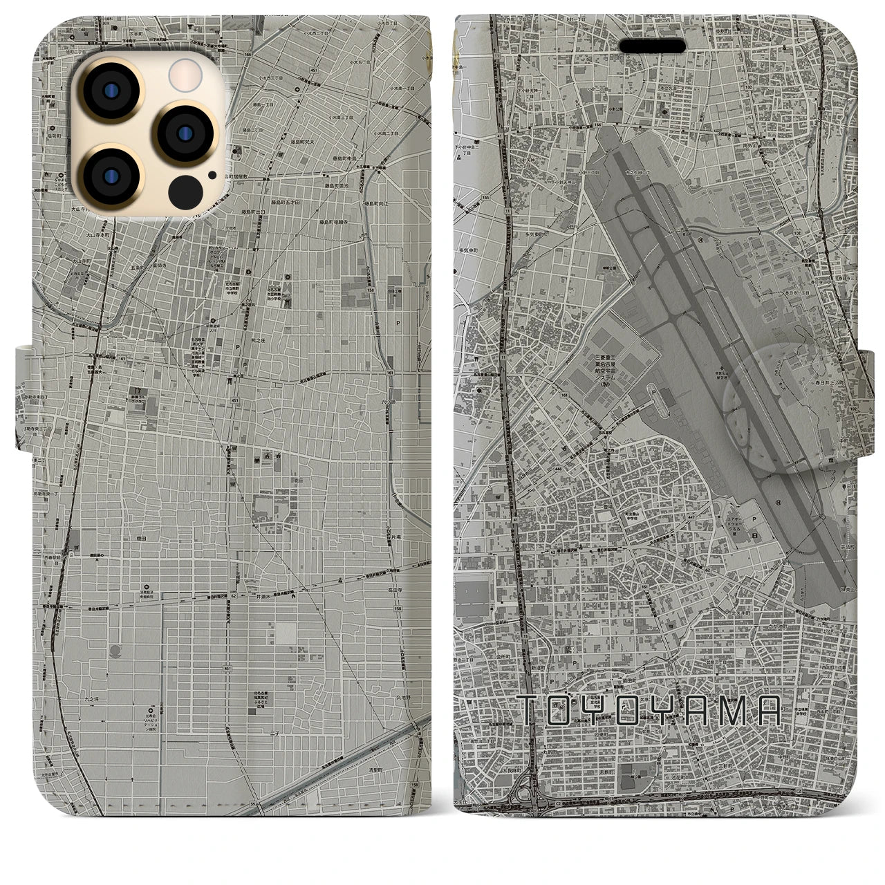 【豊山(愛知県)】地図柄iPhoneケース(手帳タイプ)