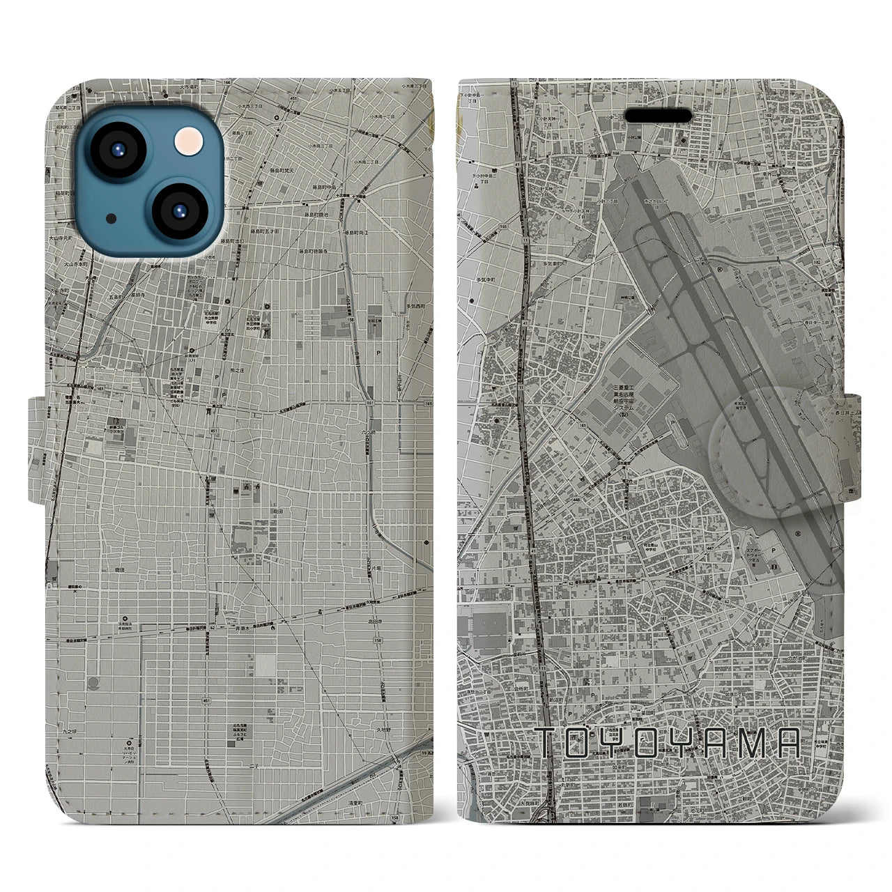 【豊山(愛知県)】地図柄iPhoneケース(手帳タイプ)