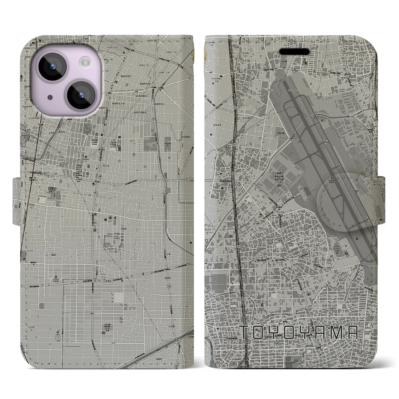 【豊山(愛知県)】地図柄iPhoneケース(手帳タイプ)