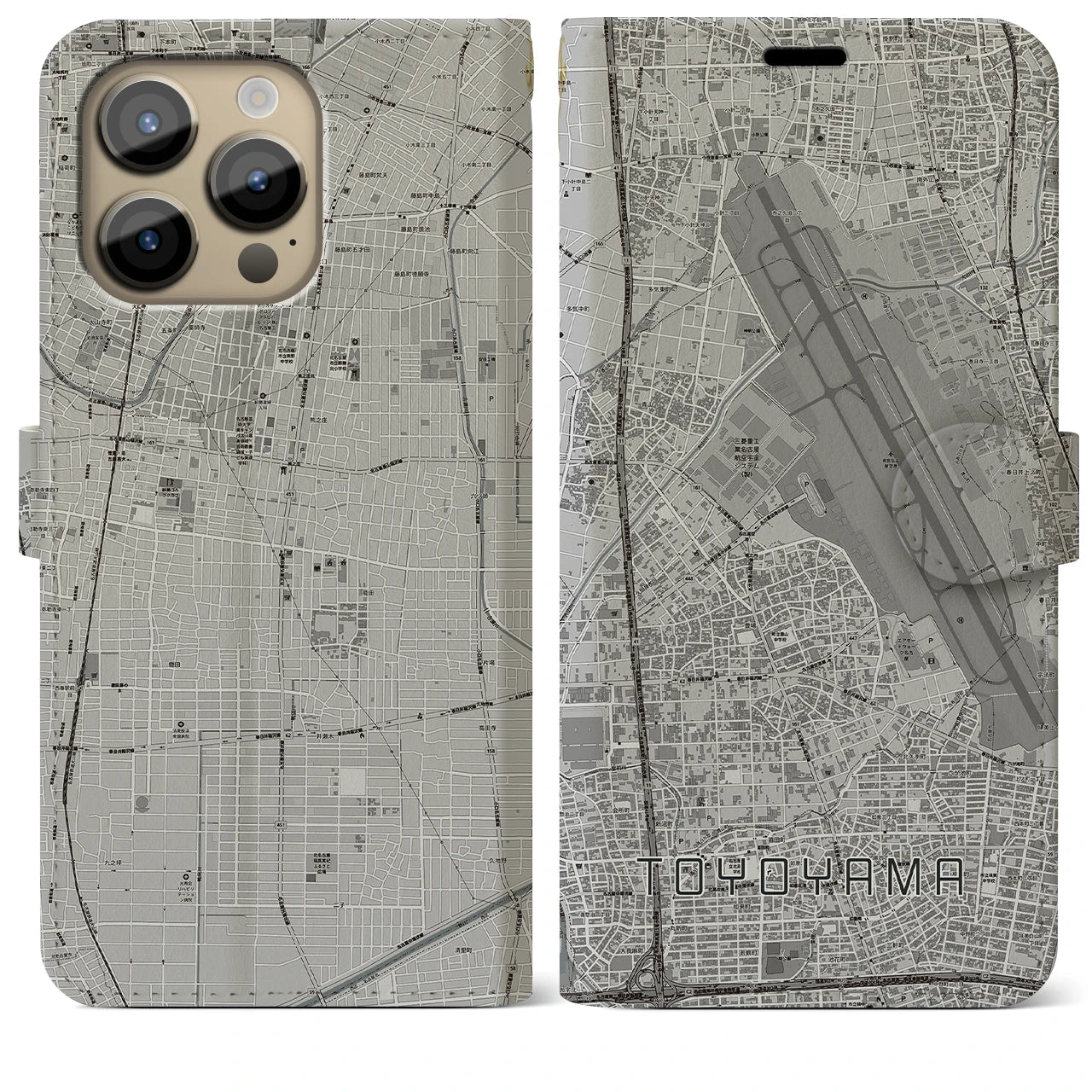 【豊山(愛知県)】地図柄iPhoneケース(手帳タイプ)