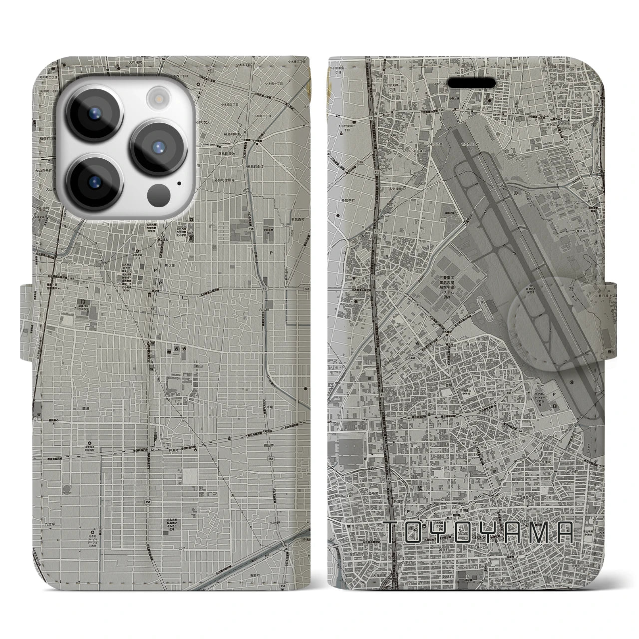 【豊山(愛知県)】地図柄iPhoneケース(手帳タイプ)