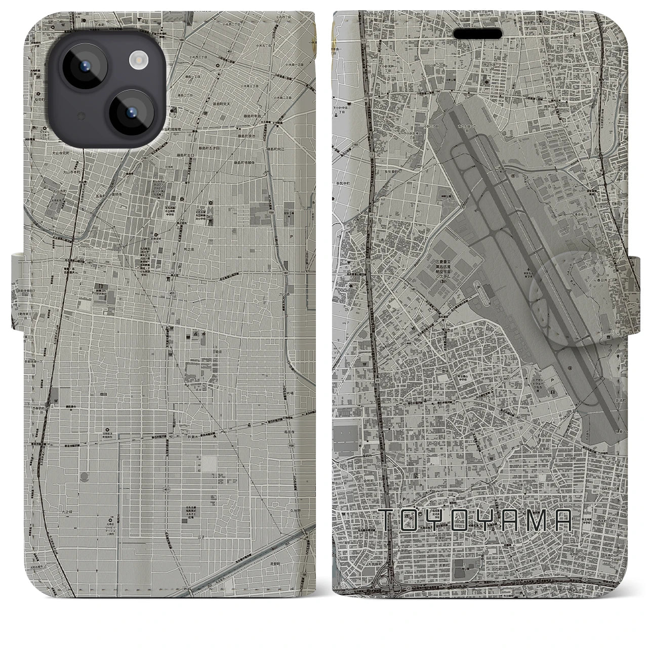 【豊山(愛知県)】地図柄iPhoneケース(手帳タイプ)