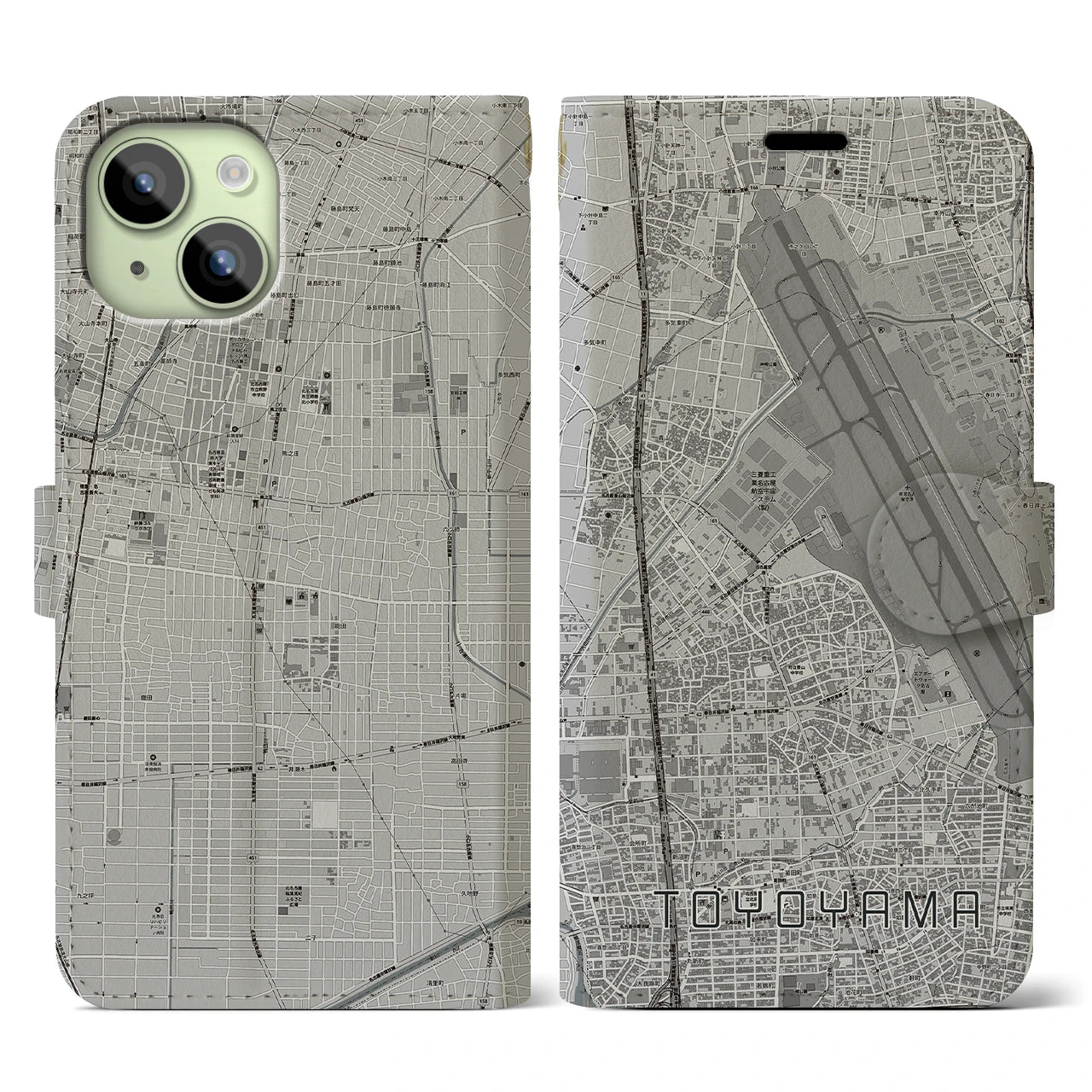 【豊山(愛知県)】地図柄iPhoneケース(手帳タイプ)