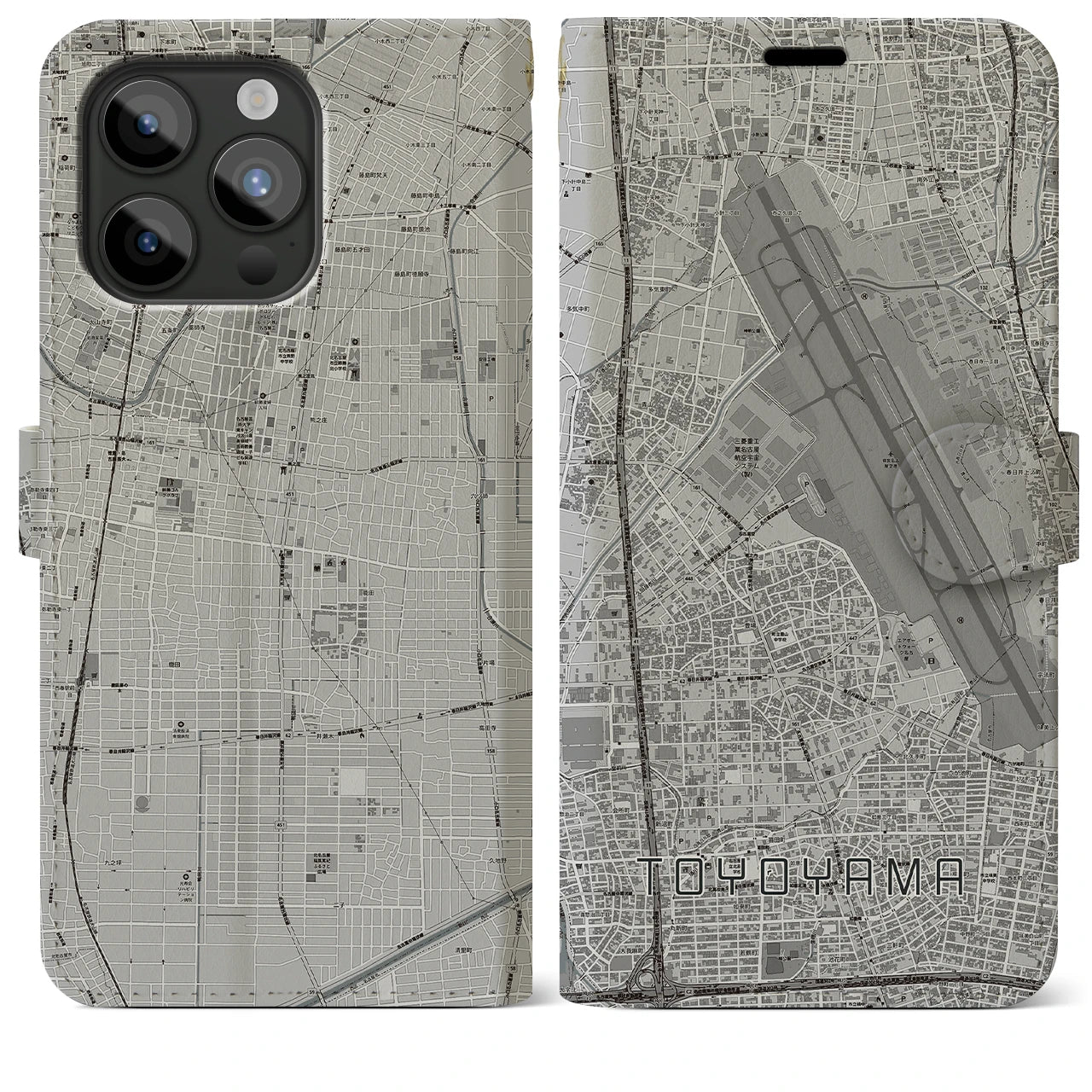 【豊山(愛知県)】地図柄iPhoneケース(手帳タイプ)