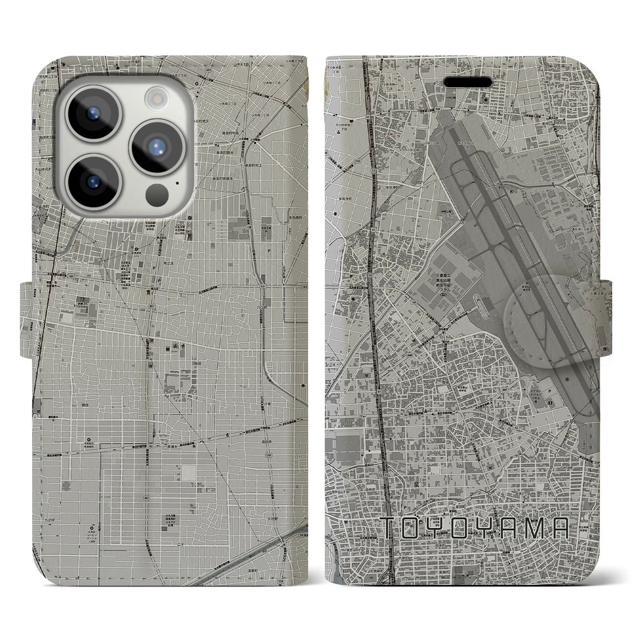 【豊山(愛知県)】地図柄iPhoneケース(手帳タイプ)