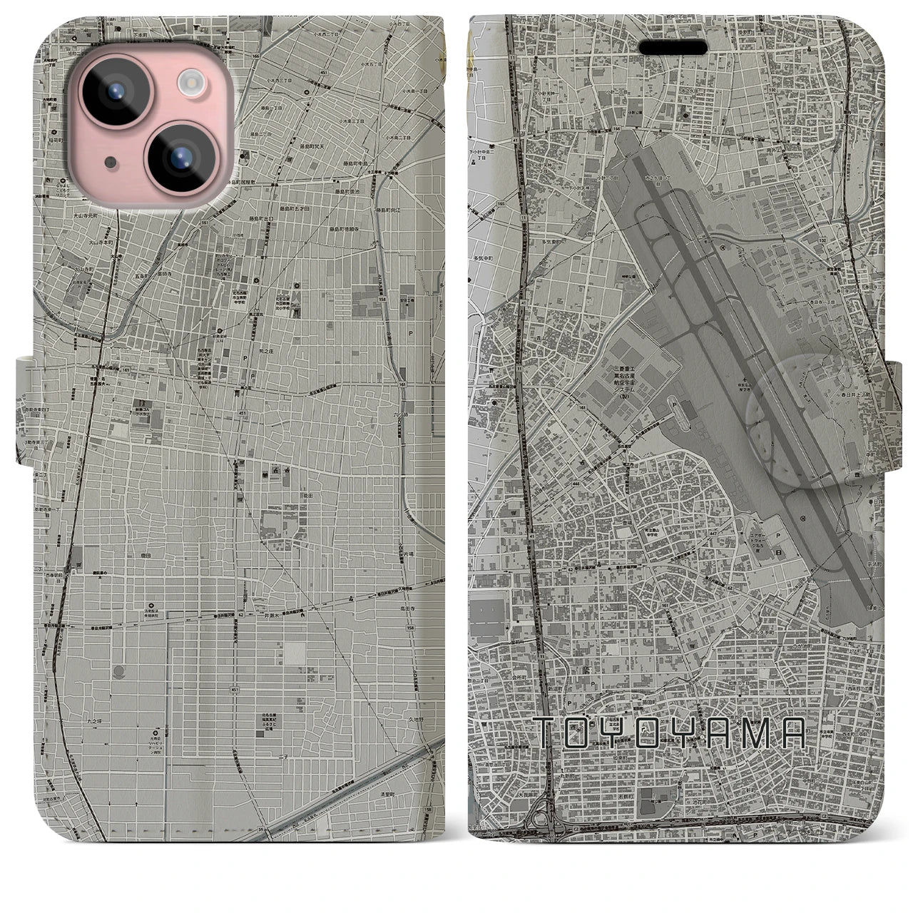 【豊山(愛知県)】地図柄iPhoneケース(手帳タイプ)