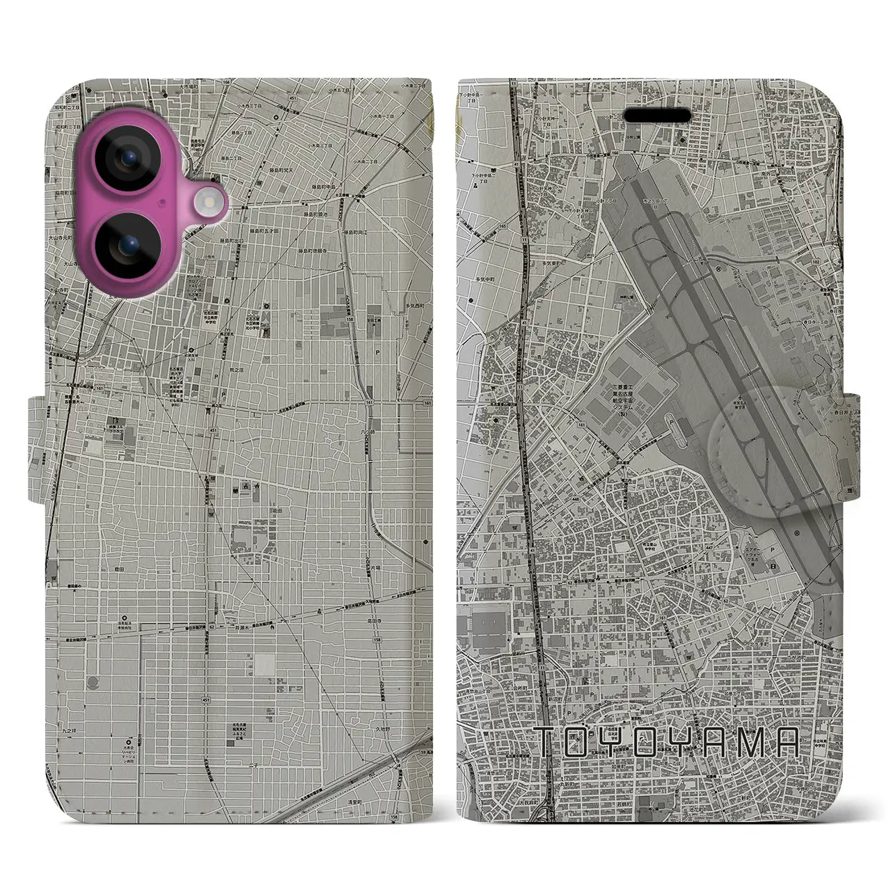 【豊山(愛知県)】地図柄iPhoneケース(手帳タイプ)