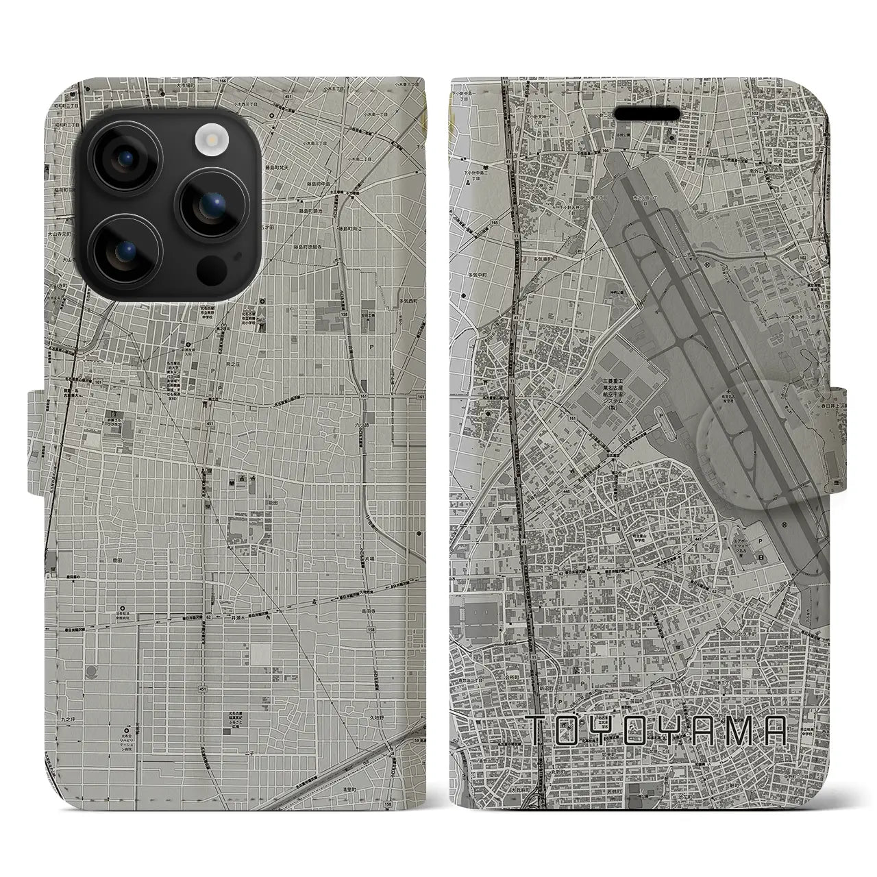 【豊山(愛知県)】地図柄iPhoneケース(手帳タイプ)