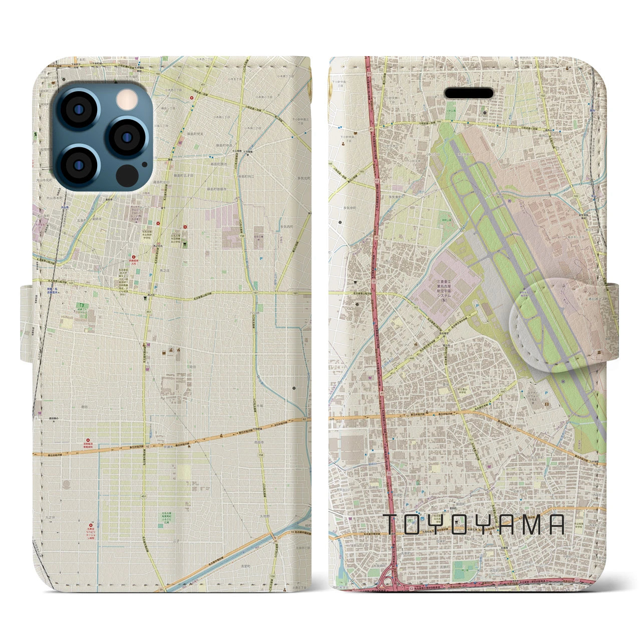 【豊山(愛知県)】地図柄iPhoneケース(手帳タイプ)