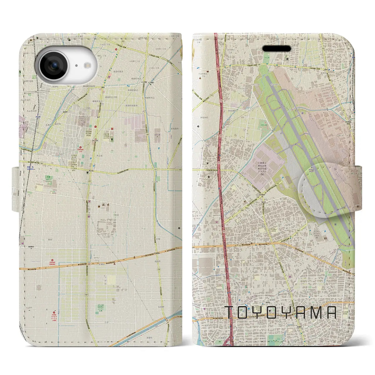 【豊山(愛知県)】地図柄iPhoneケース(手帳タイプ)