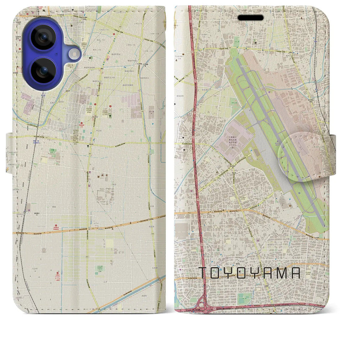 【豊山(愛知県)】地図柄iPhoneケース(手帳タイプ)ナチュラル・iPhone 16 Pro Max 用