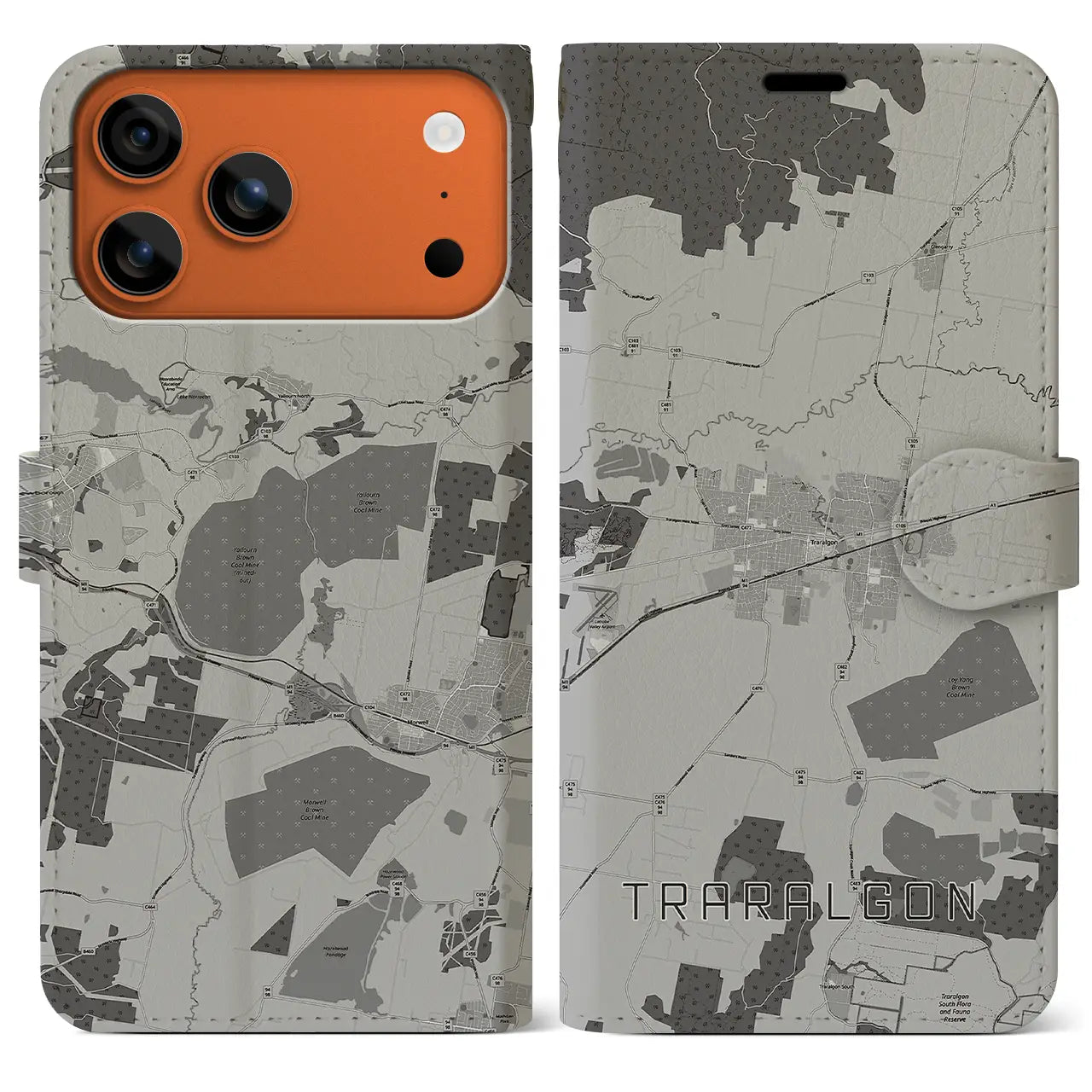 【トララルゴン(オーストラリア)】地図柄iPhoneケース(手帳タイプ)