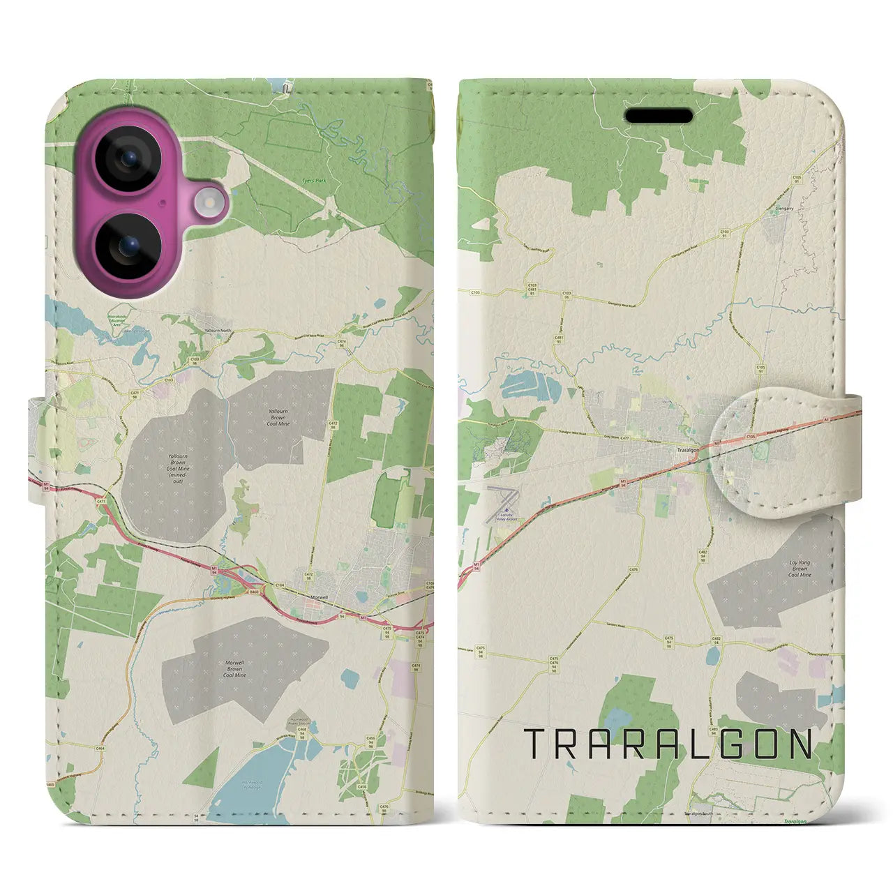 【トララルゴン(オーストラリア)】地図柄iPhoneケース(手帳タイプ)ナチュラル・iPhone 16 Pro 用