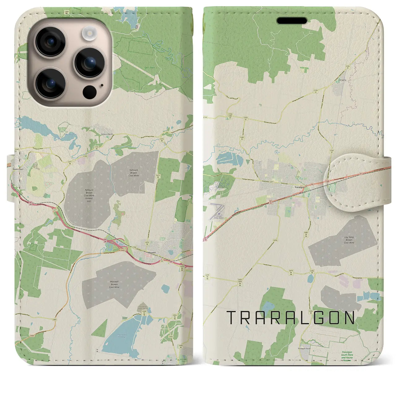 【トララルゴン(オーストラリア)】地図柄iPhoneケース(手帳タイプ)ナチュラル・iPhone 16 Plus 用