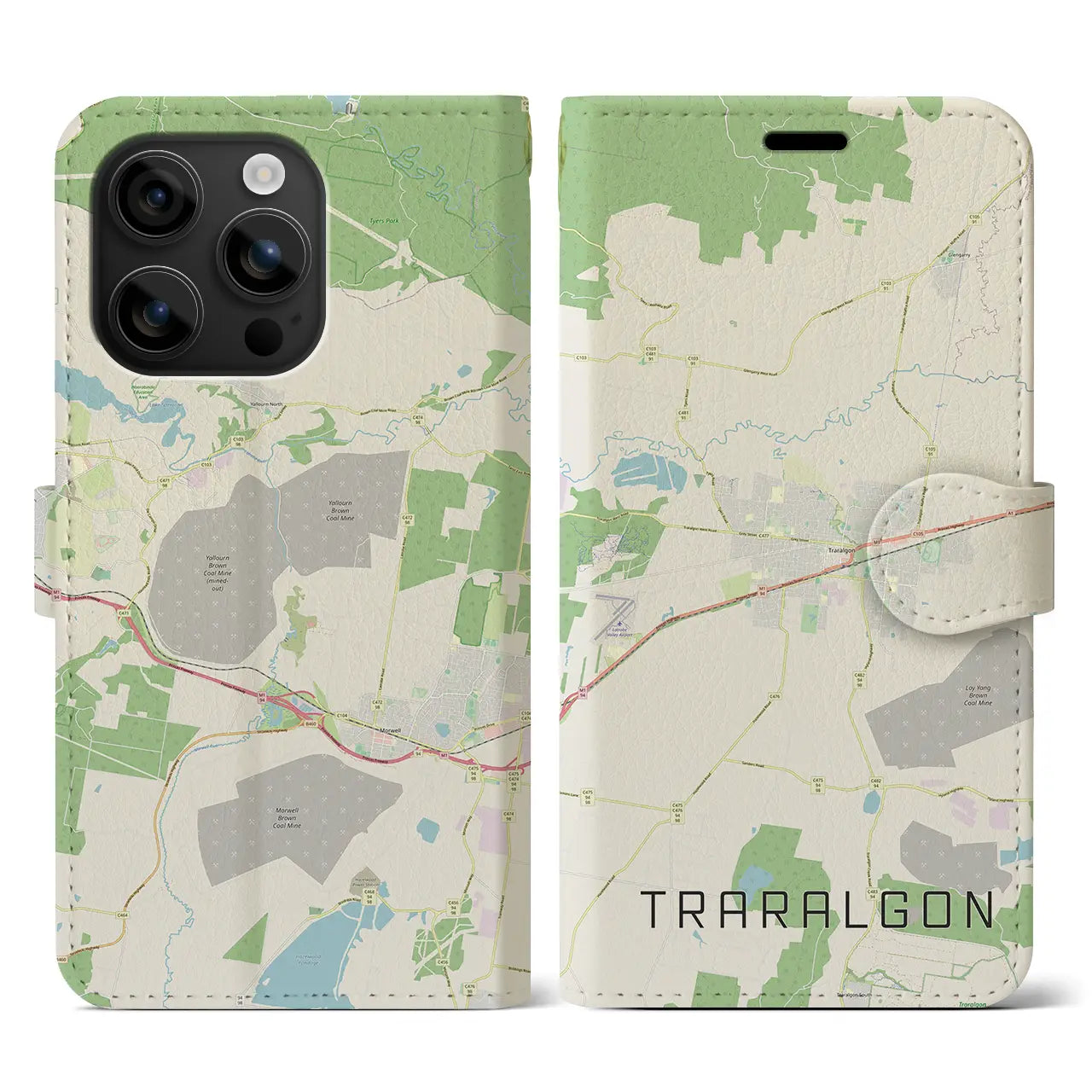 【トララルゴン(オーストラリア)】地図柄iPhoneケース(手帳タイプ)ナチュラル・iPhone 16 用