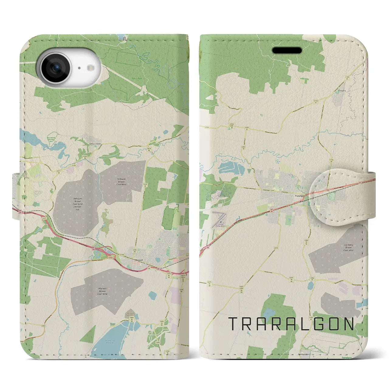 【トララルゴン(オーストラリア)】地図柄iPhoneケース(手帳タイプ)