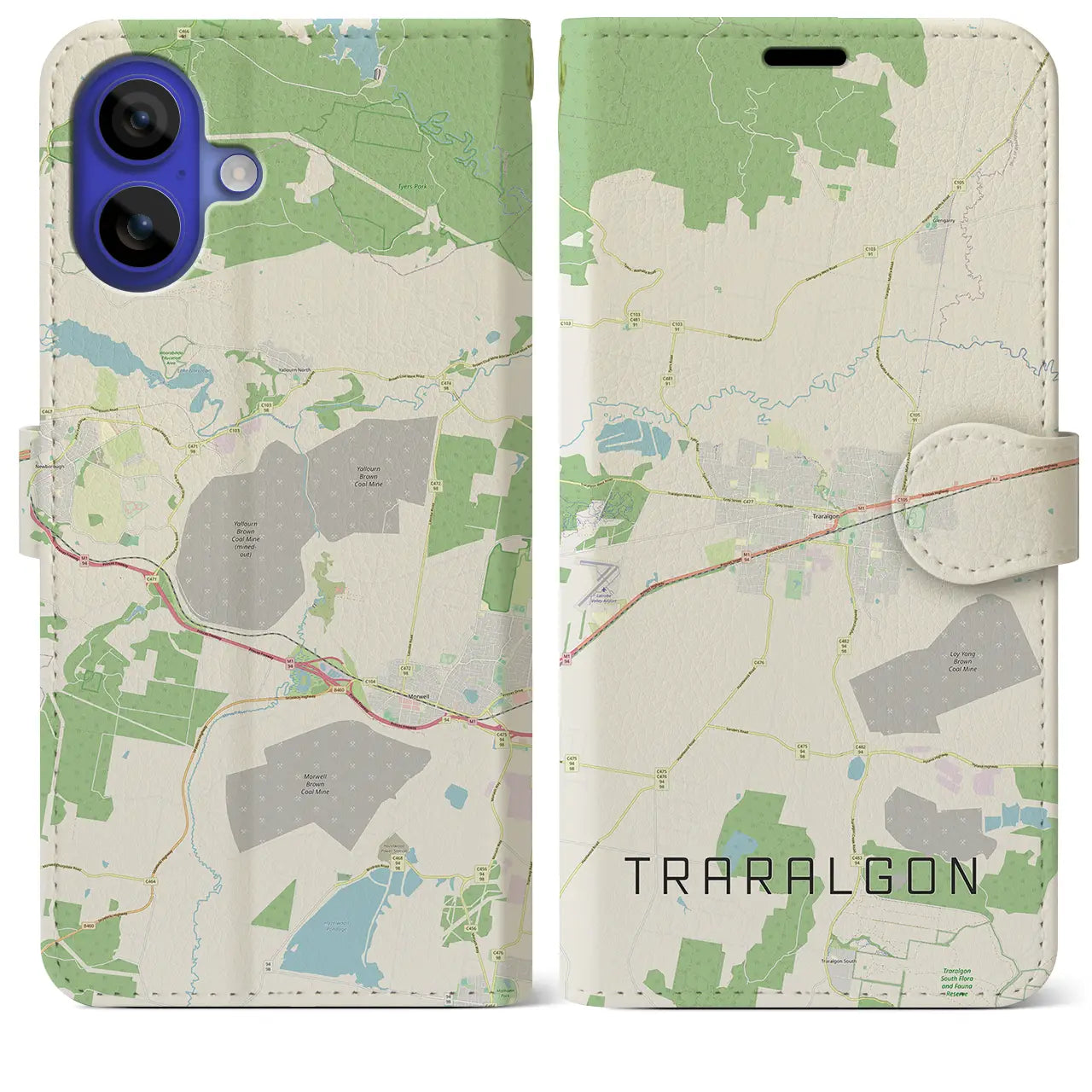 【トララルゴン(オーストラリア)】地図柄iPhoneケース(手帳タイプ)