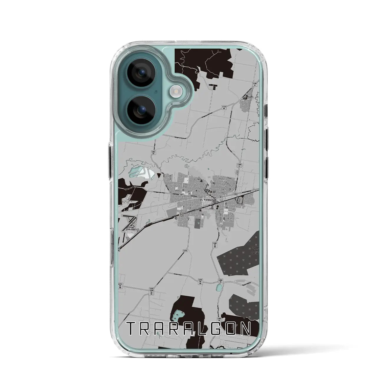 【トララルゴン(オーストラリア)】地図柄iPhoneケース(MagSafeタイプ)モノトーン・iPhone 16 Pro 用