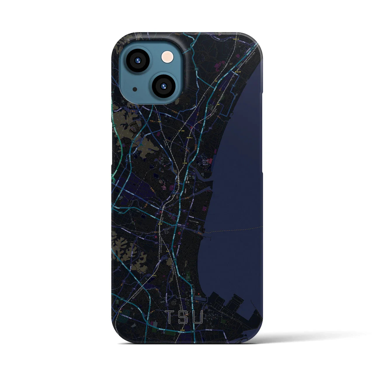 【津(三重県)】地図柄iPhoneケース(バックカバータイプ)