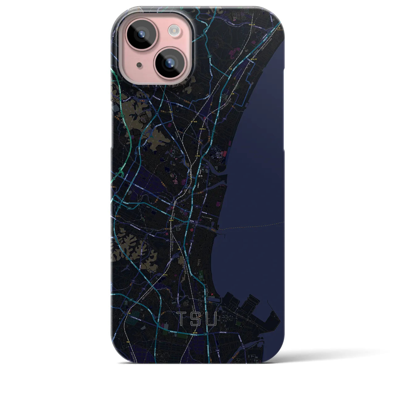 【津(三重県)】地図柄iPhoneケース(バックカバータイプ)