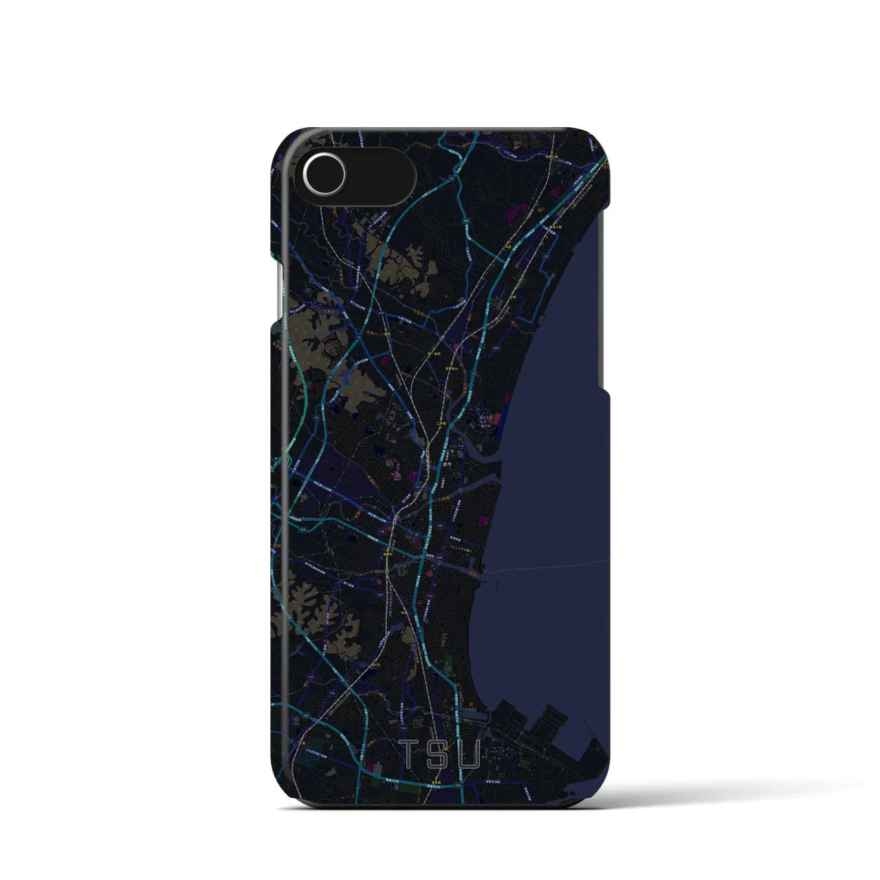 【津(三重県)】地図柄iPhoneケース(バックカバータイプ)