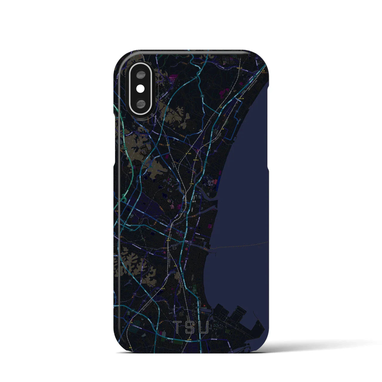 【津(三重県)】地図柄iPhoneケース(バックカバータイプ)