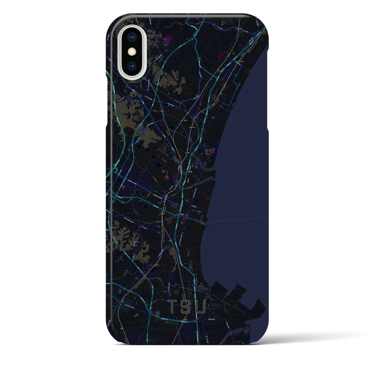 【津(三重県)】地図柄iPhoneケース(バックカバータイプ)