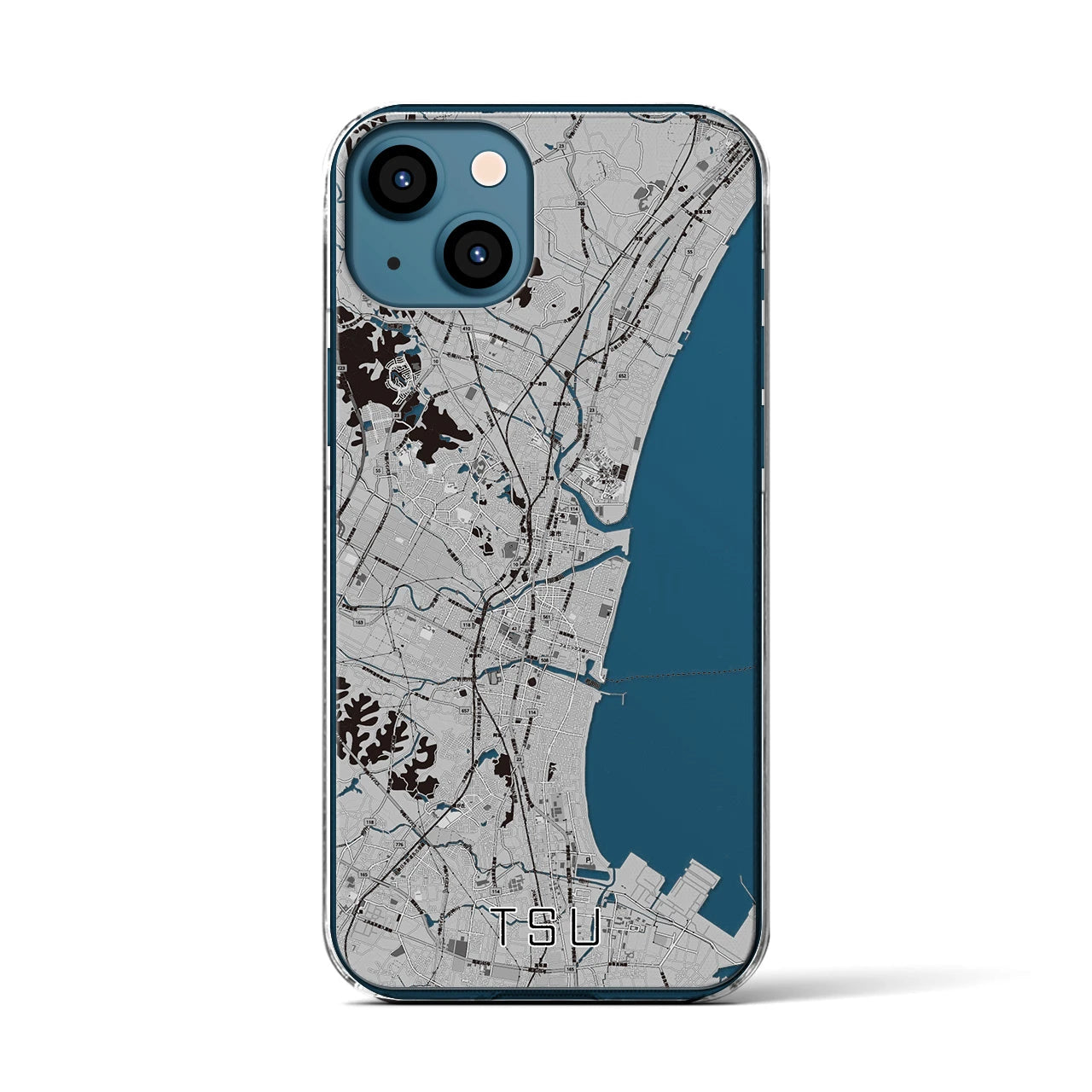 【津(三重県)】地図柄iPhoneケース(クリアタイプ)