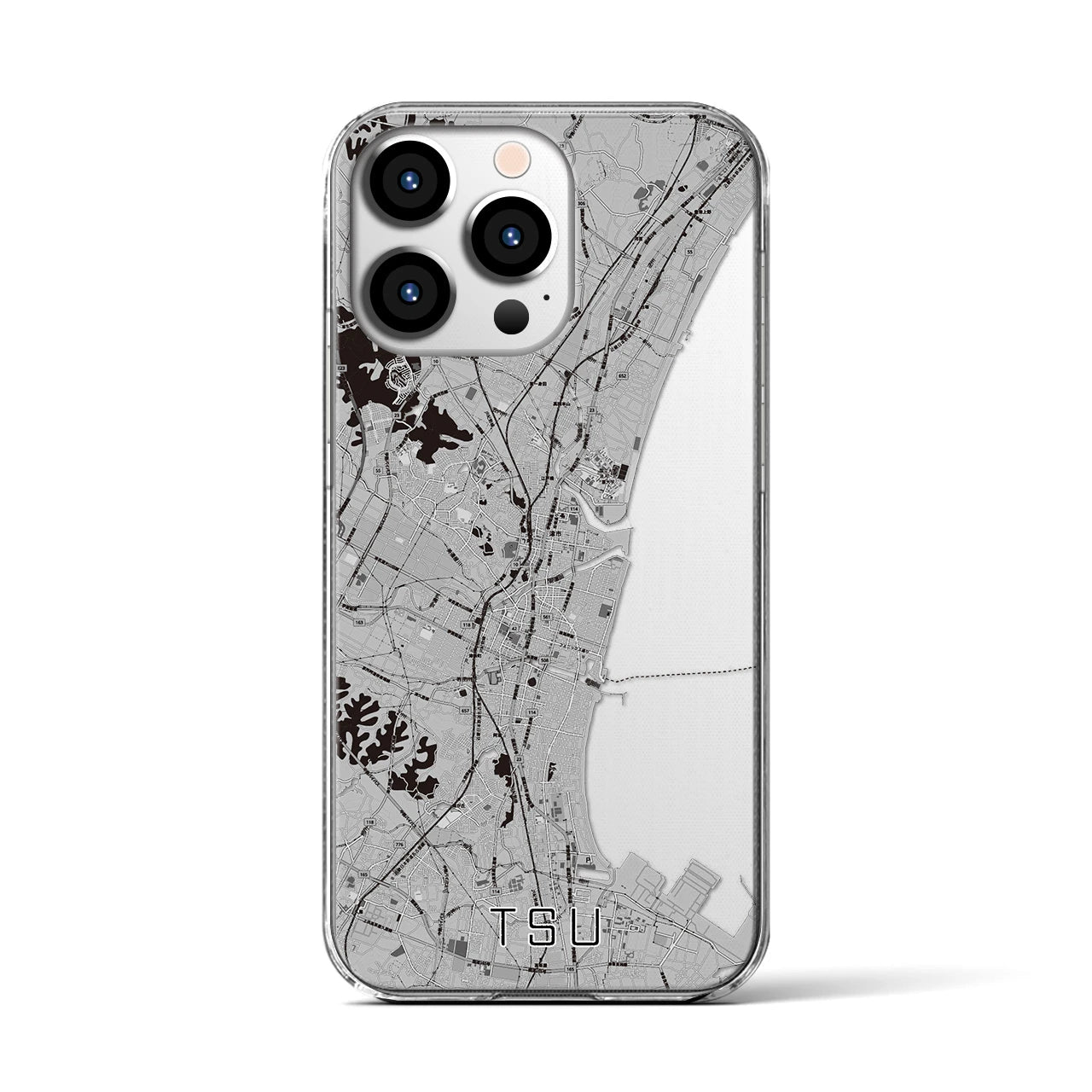 【津(三重県)】地図柄iPhoneケース(クリアタイプ)