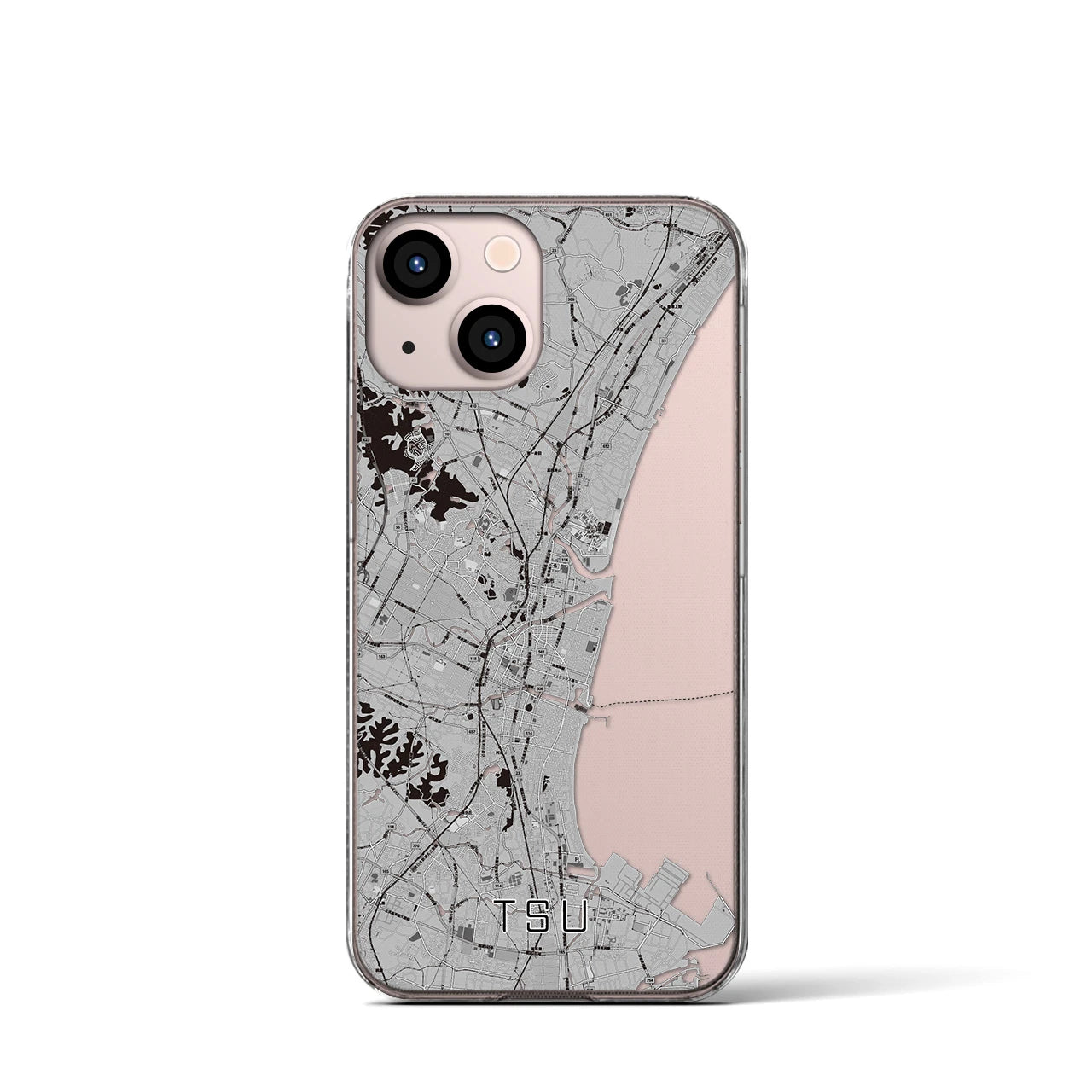 【津(三重県)】地図柄iPhoneケース(クリアタイプ)