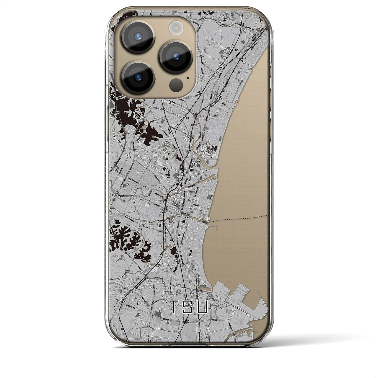 【津(三重県)】地図柄iPhoneケース(クリアタイプ)