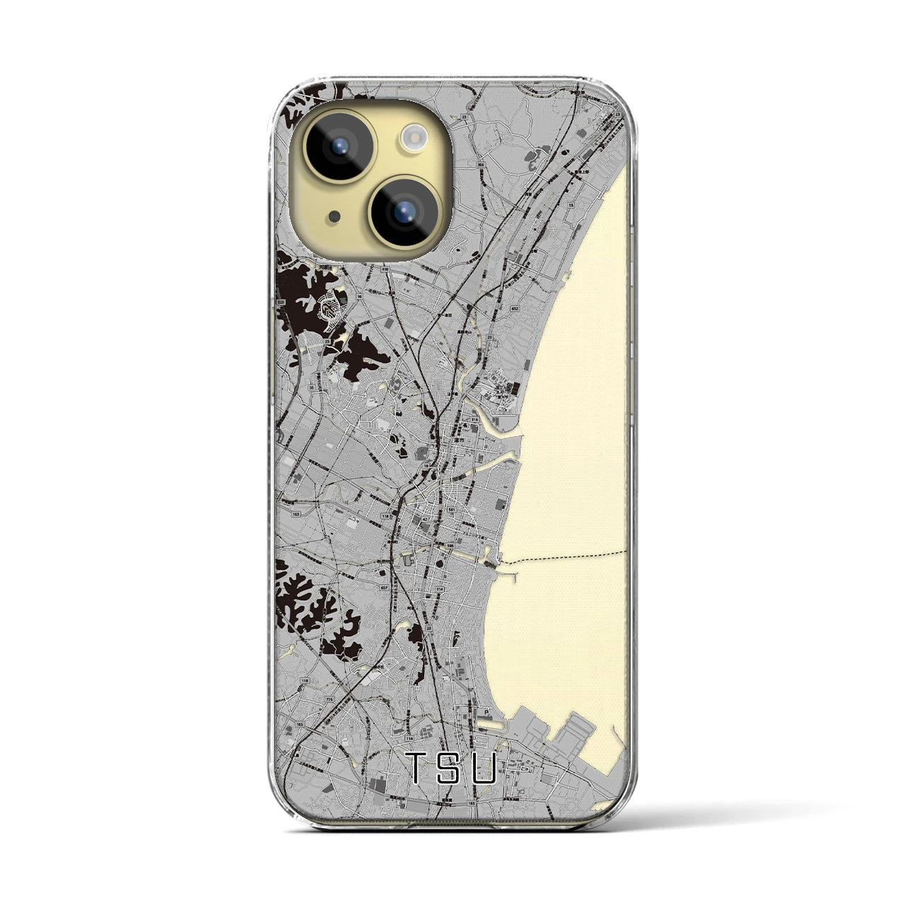 【津(三重県)】地図柄iPhoneケース(クリアタイプ)